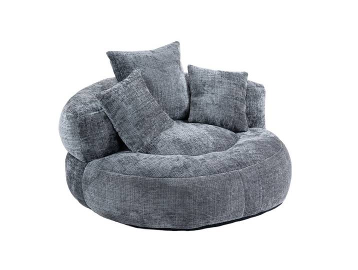 Okmyhome Sessel 108/52/108 cm Grau aus Chenille, Rechteckig, 108x52x108 cm, Wohnzimmer, Sessel, Polstersessel
