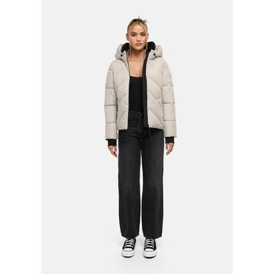 Winterjacke MARIKOO "Shinamii", Damen, Gr. M, beige (bone), Obermaterial: 100% Polyester, Jacken Winterjacke, Kurze Steppjacke mit Kapuze und diagonalem Steppmuster