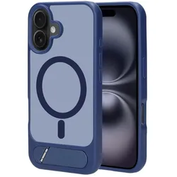 Mobiparts Hardcover Apple iPhone 16 with Stand Function Satin Blue (Magsafe Compatible) (Apple iPhone 16), Smartphone Hülle, Blau