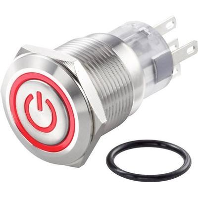 TRU COMPONENTS TC-7494524 TC-LAS1-AGQ-11ZET/R/12V/S Vandalismusgeschützter Druckschalter 250 V/AC 3 A 1 x Aus/Ein rastend Rot IP65 1 St.