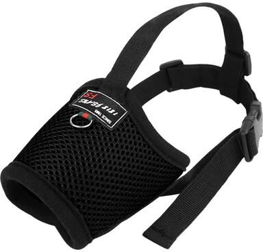 Pet Hub Adjustable Mesh Nylon Dog Muzzle Small To Large Breathable Anti Bark Puppy Mouth Cover L black