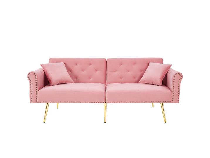 Oxeza Schlafsofa 173/75/70 cm Rosa Samt mit 3-stufiger Verstellung, Mode, 173x70x75 cm, Babymöbel & Kindermöbel, Kinderzimmer & Jugendzimmer, Schlafsofas