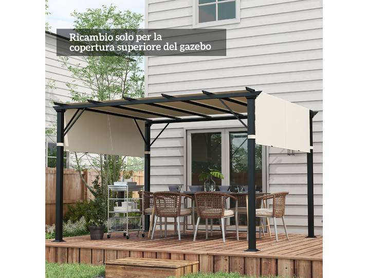 Outsunny Couverture Gazebo 3x3m Polyester Blanc Crème