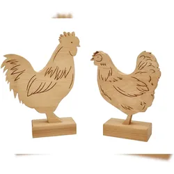 Erst-Holz Huhn, Hahn oder beides als Set aus Buche Osterdeko V-40.11-Hahn und Huhn