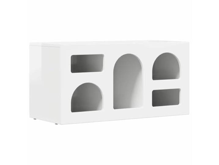 LKJephalotrope TV Board Hochglanz Weiß 80x35x40 cm Lowboard Holzwerkstoff Stilvoller Fernsehtisch in Hochglanz Weiß mit 5 Fächern, passend für Wohnzimmer und Schlafzimmer.