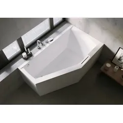 RIHO Geta Badewanne, asymmetrisch, Version rechts, Plug&Play-Variante, 1-Sitzer, weiß, B029008005, Ausführung: 160x90x52cm, Nutzinhalt: 220 Liter