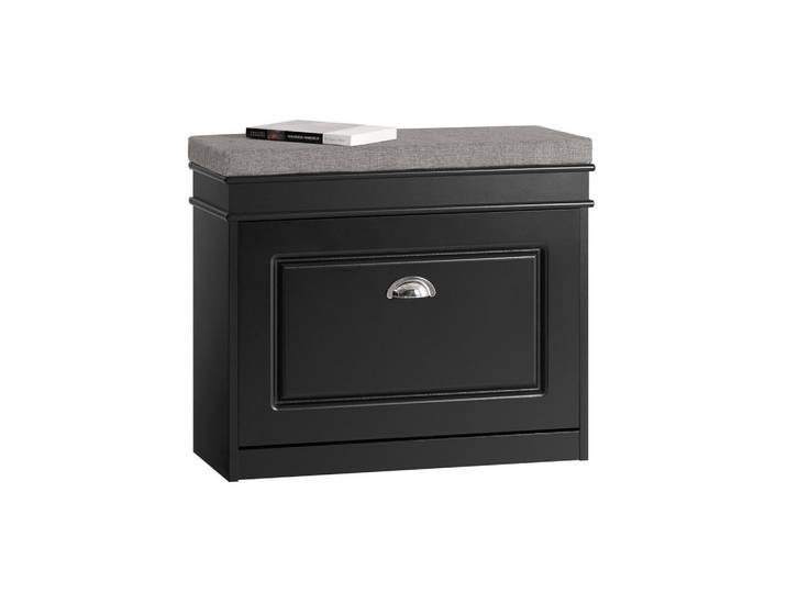 SoBuy Schuhbank Schwarz, Holzwerkstoff, 60x51x24 cm, Garderobe, Schuhaufbewahrung, Schuhregale