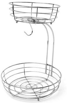Inspire Daily Merch Countertop Fruit Basket Bowl With Metal Wire And Banana Hanger Storage Holder silver