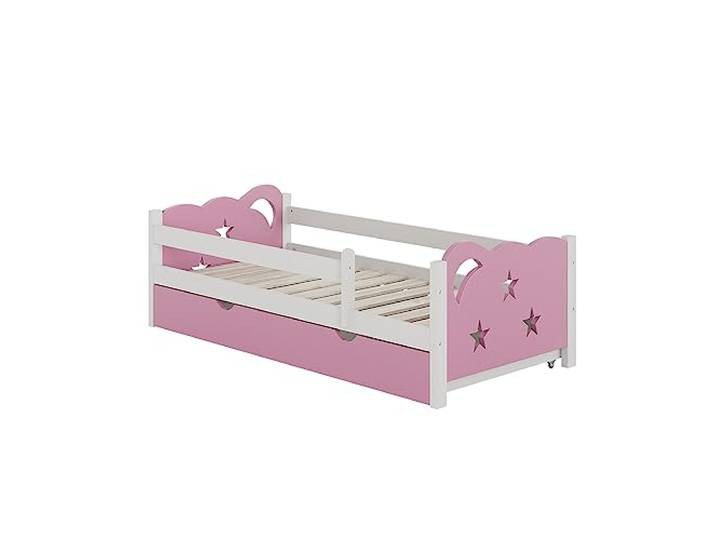 VitaliSpa Kinderbett Jessica, Rosa, 80x160 cm mit Schublade, ohne Matratze, ausziehbar als Jugendbett, kombinierbar mit Jessica-Serie