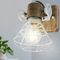 Retro Wand Lampe Wohn Zimmer Beleuchtung  Holz Spot Käfig Leuchte verstellbar 1578W