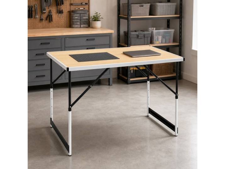 VUENOR Table de jardin pliante 100 x 60 cm chene clair hauteur reglable sans montage