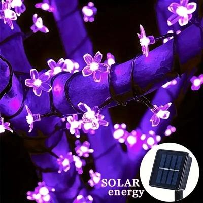 Uplift Picks Solar Cherry Blossom String Lights For Magical Outdoor Garden Holiday Decor cherry Purple 6.5 M 30 Leds (2 Modes)