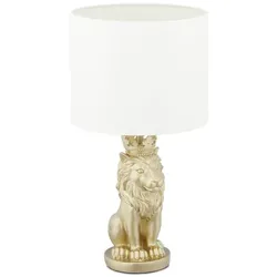 Relaxdays Tischlampe Löwe Weiß,Gold