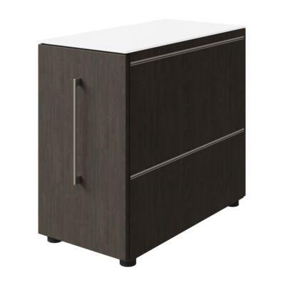 Standcontainer SOLUS PLAY, mit Utensilienauszug, Schublade, Ansatz rechts, Tiefe 400 mm, Mooreiche