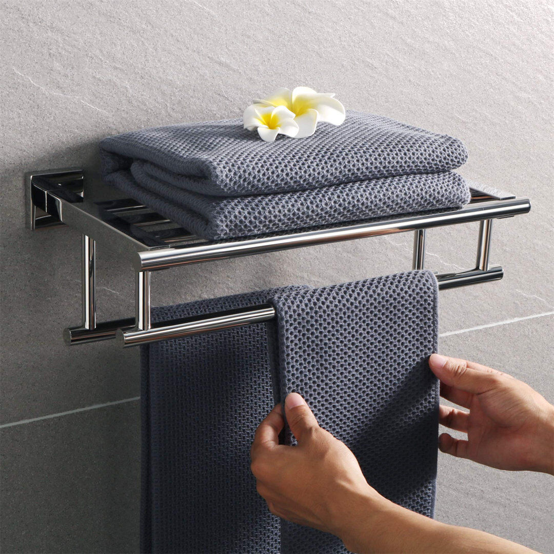 Canora Grey Castillon 40 cm L 1 - Bar Wall Mounted Towel Bar Silver 13.2cm H X 40cm L X 20cm D