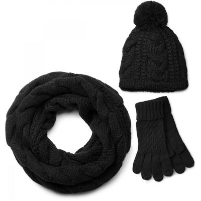 styleBREAKER "Strick Schal, Mütze & Handschuh Set mit Zopfmuster" 3 Stk.