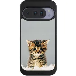 Nivocase Hülle für Google Pixel 10 Pro Handyhülle NIVOcore Case Schwarz Feder Haustier Katze (Google Pixel 10 Pro), Smartphone Hülle, Schwarz