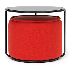 Softline Beistelltisch mit Hocker Tom Tisch schwarz, Designer Sascha Sartory, 37 cm