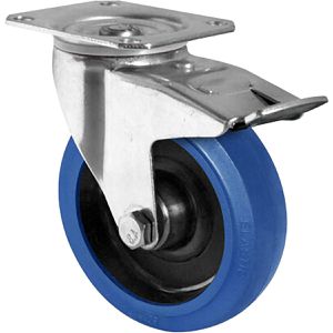 CASCOO Schwerlastrolle Serie R4F1, Lenkrolle, 200mm Ø, Gummi, Tragkraft 350kg, mit Bremse