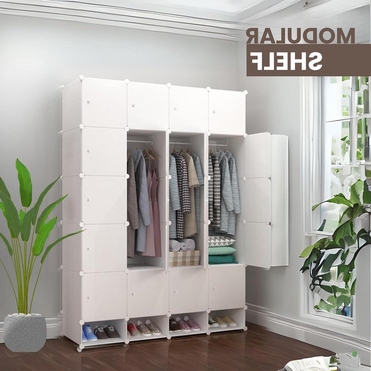 Modulaire Kledingkast met Deurtjes - Wit - 20 Modules - 192 cm