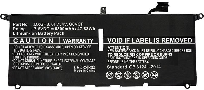 CoreParts MBXDE-BA0082 Replacement Laptop Battery for Dell XPS 13 9370 (2018), 7.6V 6300mAh 47.88Wh Li-Pol, Black