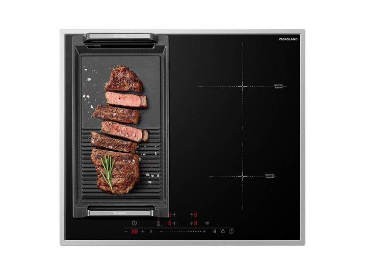 GASLAND Induktions-Kochfeld 4 Zonen Einbau Induktionskochfelder mit Edelstahlrahmen, FlexInduction, PowerBoost schnelleres Kochen, 7000W (Ohne Bratpfanne)
