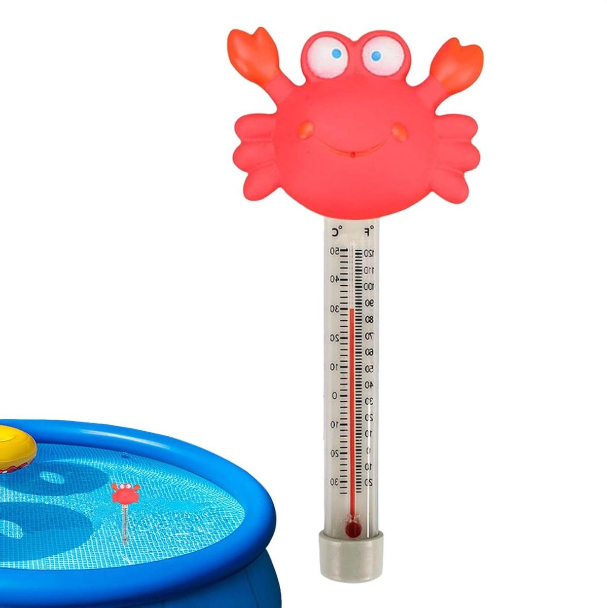 Zwembad Thermometer met Krab Design - Drijvende Water Temperatuur Meter - 10 cm