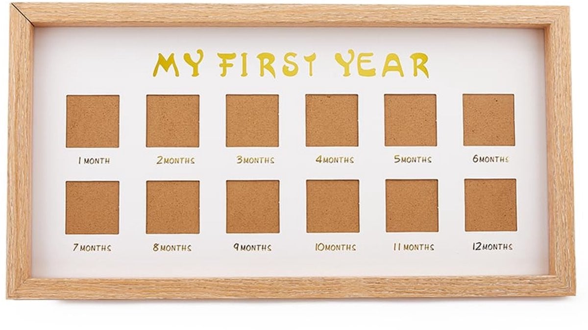 Dailygoods Mijn Eerste Jaar Fotolijst voor Pasgeborenen - Houten Fotolijst voor de 1e Verjaardag