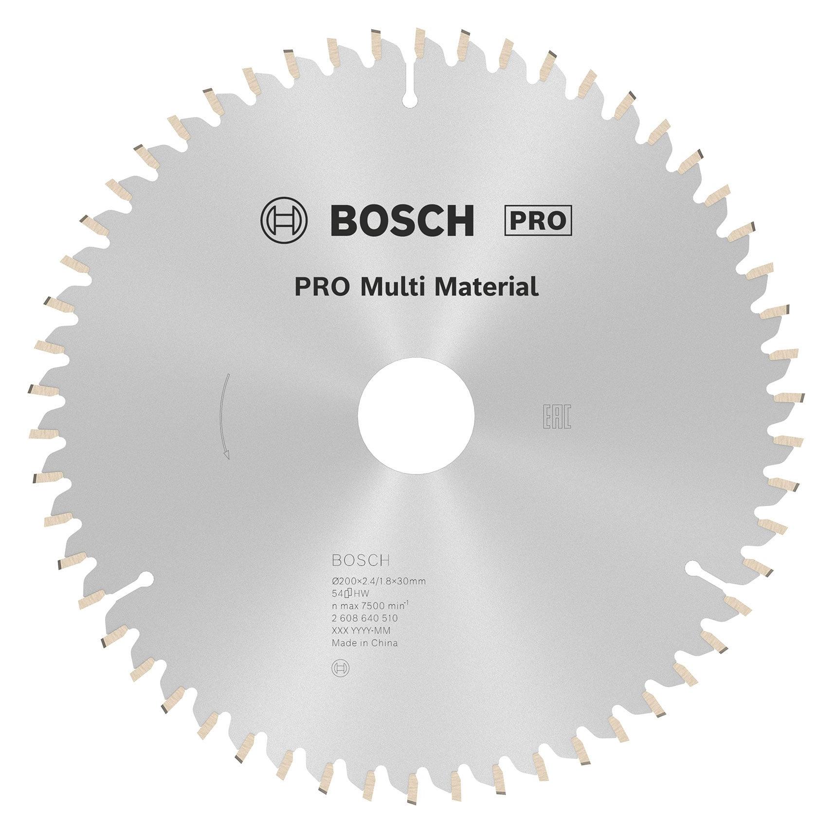 Bosch Professional Zubehör PRO Multi Material Kreissägeblatt, 200 x 2,4 x 30 mm (2608640510)