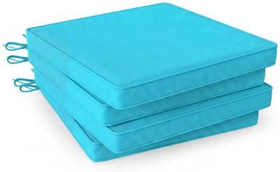 Costway Outdoor Chair Cushion Set of 4 Waterproof Olefin Seat Cushions-Turquoise