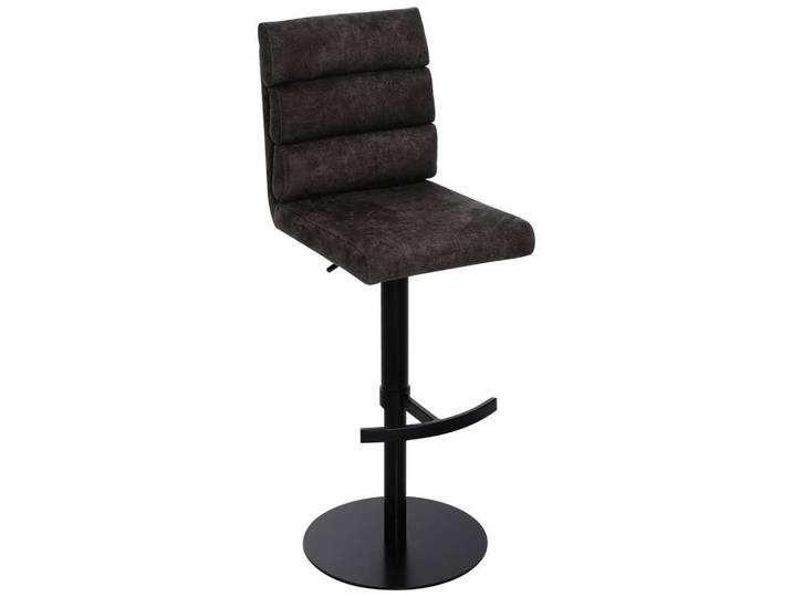 Novel Barhocker, Braun, Metall, Bodenplatte, 42x90-117x58.5 cm, Stoffauswahl, Sitzfläche 360° drehbar, Esszimmer, Barmöbel, Barhocker