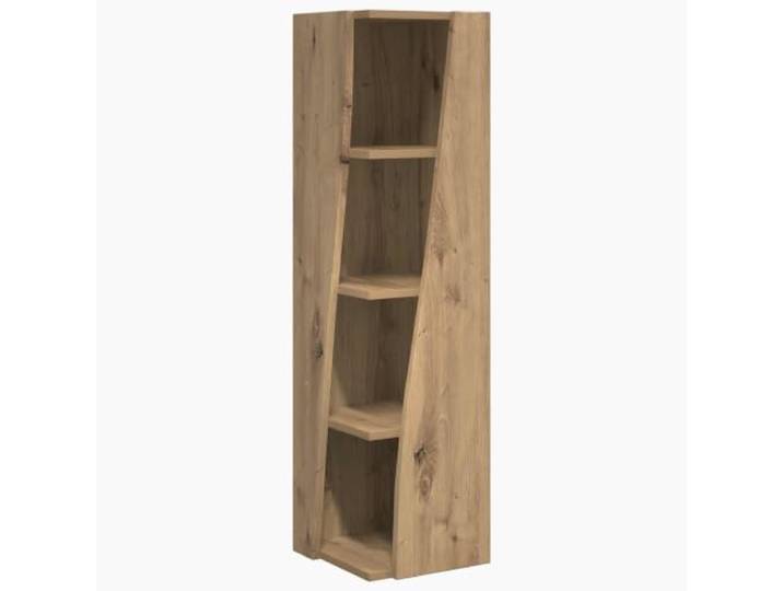 Eckschrank 27,5 x 27 x 102 cm aus technischem Holz Eiche handwerklich 4 Mattes Finish, Wandbefestigung, robust, einfache Montage, platzsparendes Design