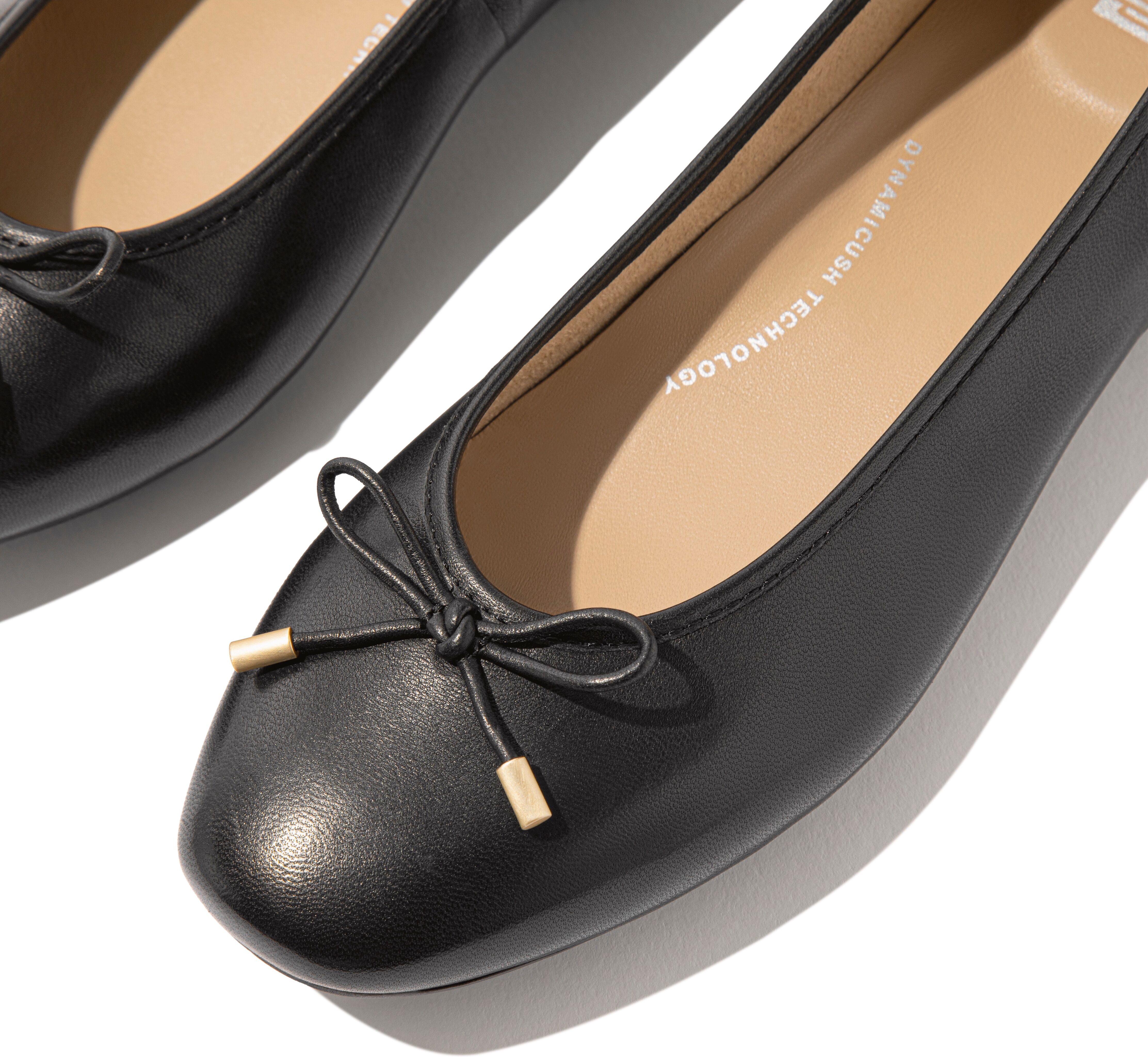 Ballerina FITFLOP "DELICATO BOW", Damen, Gr. 36, Textil, schwarz, Leder, unifarben, Schuhe Ballerina, Slipper mit Schleife schwarz 36, Textil
