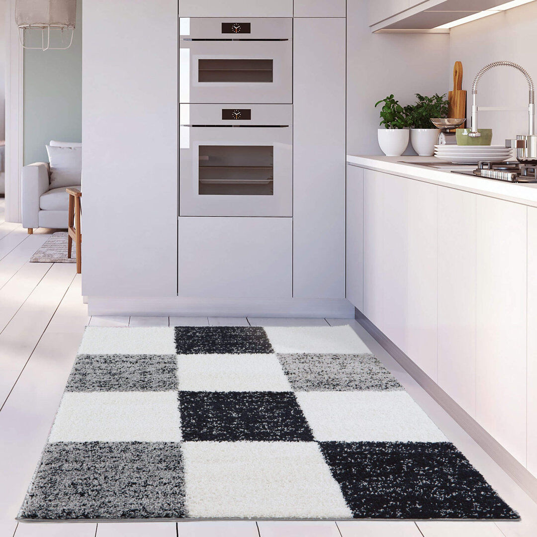 THE RUGS Myshaggy Collection Rugs Geometric Design in Grey Grey;White;Black Rectangle 140 x 200 cm