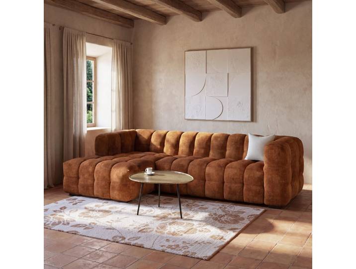 Ecksofa „Cloud“ links, 4-/5-Sitzer, Farbe Cognac
