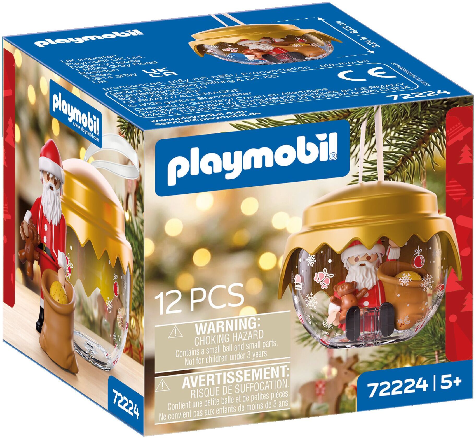 Konstruktions-Spielset PLAYMOBIL "Weihnachtskugel: Klassik (72224), Christmas", gold (bunt), Spielbausteine, Kinder, Kunststoff, Konstruktions-Spielset