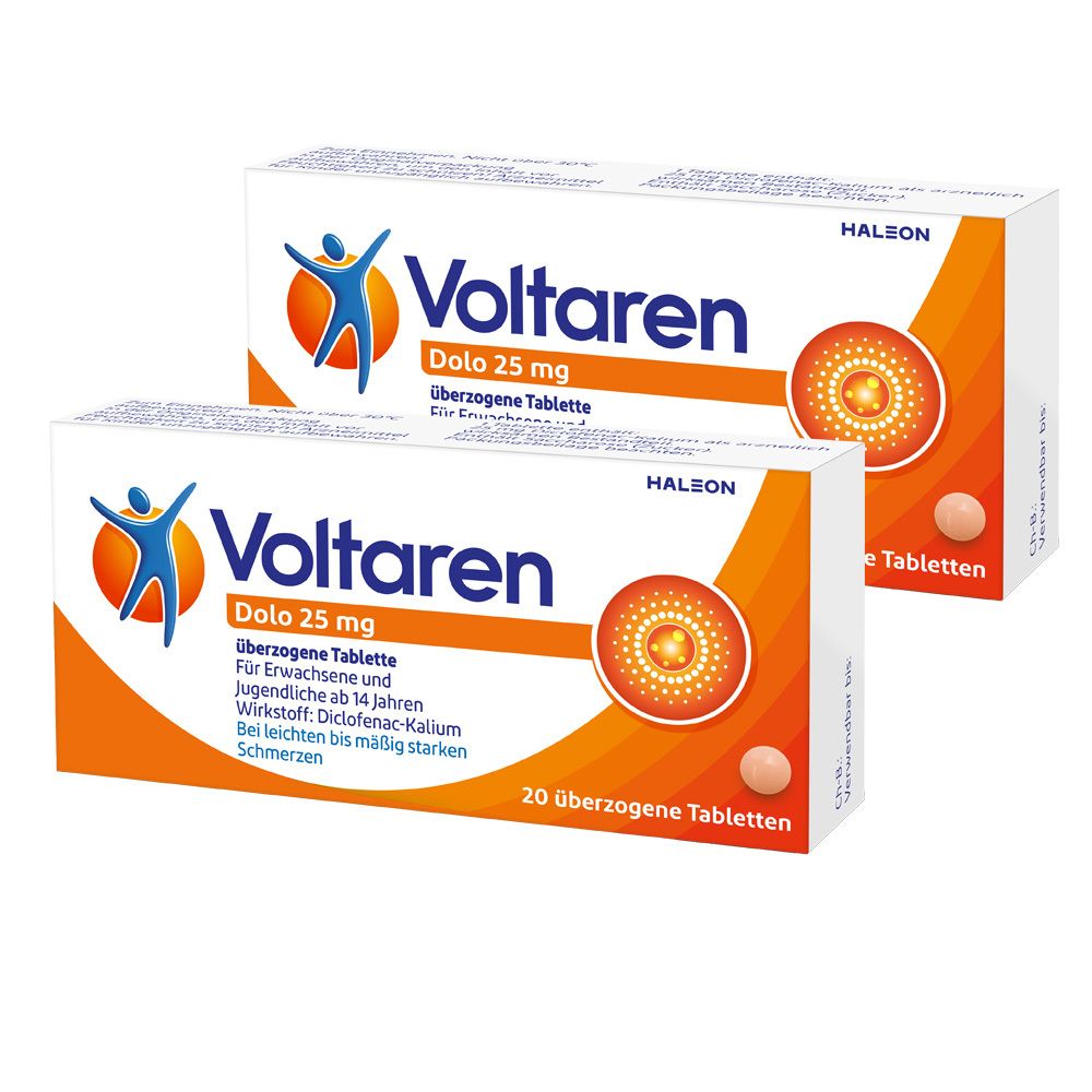 Voltaren Dolo 25mg Tabletten, Schmerztabletten gegen Rückenschmerzen 2x 20 St. 2x20 St Tabletten