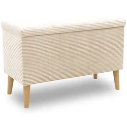 Domo Hocker »Kopenhagen« mit Staufach - 91x41x58cm - creme - Polyester / Holz / Holz