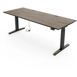 Yaasa Desk Expert, Eiche dunkel/Schwarz, 180x80 cm - Höhenverstellbarer Schreibtisch