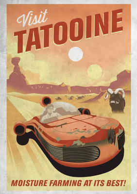 Inspire Curations Galactic Propaganda Tatooine Canvas Poster Retro Space Movie Wall Art 2 50x70cm