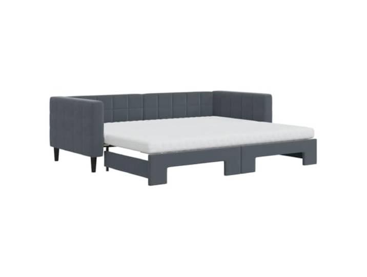 Makastle Tagesbett Ausziehbar Dunkelgrau Samt 90x200 cm 2 Schaumstoffmatratzen