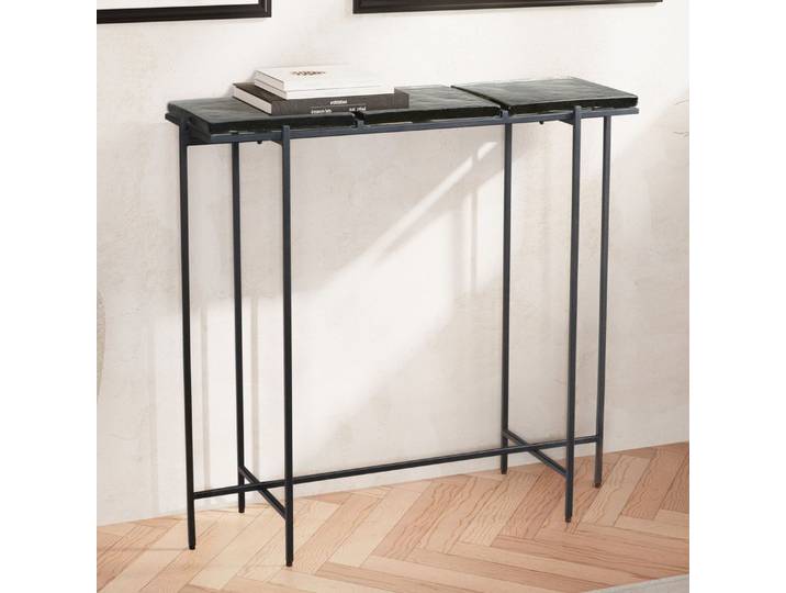 FINEBUY Konsolentisch FB102790 Anrichte 90 cm Ablagetisch Flurtisch Glas Metall Modern (Dielentisch abnehmbare Tischplatten, Ablagetisch), Dielentisch abnehmbare Tischplatten, Ablagetisch