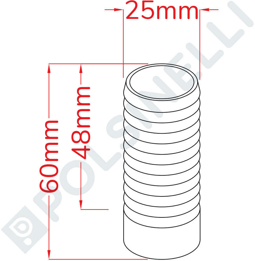 Polsinelli Embout cannelé inox Ø25 à souder