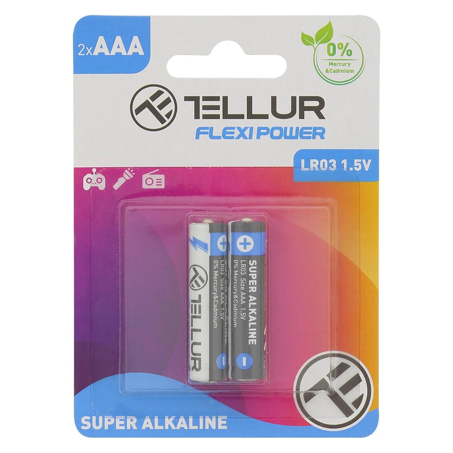 Tellur Flexi Power battery, Super Alkaline, AAA LR03, 1.5V, 2 pcs/set (2 Stk., AAA) (TLL158531)