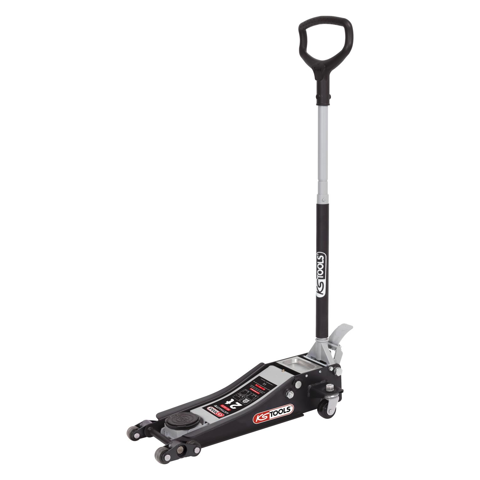 KS Tools ULTIMATE 2-Tonnen-Hydraulikwagenheber aus Stahl, extraflach, mit Doppelrollen vorne (2000 kg) (161.0372)