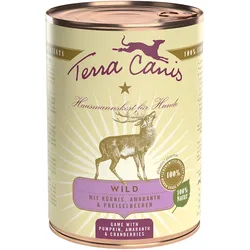 Terra Canis Classic 400g Dose Hundenassfutter 6 x 400 Gramm Wild mit Kürbis, Preiselbeeren & Amaranth