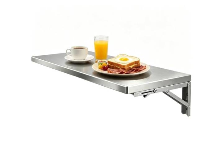 Gaommini Wandmontierter Klapptisch mit Edelstahlhalterungen Herunterklappbarer Küchen-Esstisch, Frühstücks-Bartisch, schwebender Waschküchen-Hängetisch(L70xW50cm/L28xW20in)