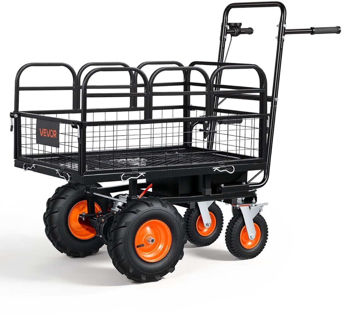 VEVOR Elektrische Tuinkar met 36V 432Wh Accu, 500W Kruiwagen met 90° Kantelfunctie en Rem, 300 kg Laadvermogen, Robuuste Stalen Tuinkar voor Landbouw en Boerderijen