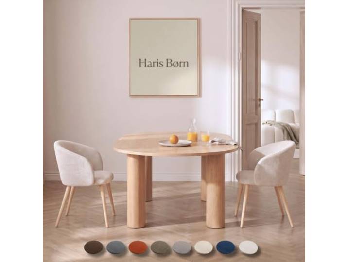 Haris Børn® Esszimmerstühle (2er Set) Beige mit Holz-Gestell - Bequeme Polster Esszimmerstühle mit Armlehne - Premium Esstisch Stühle & Wohnzimmer Stühle - Moderne Esszimmerstühle 30 Tage testen