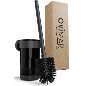 ovimar WC-Bürste Toilettenbürste Finnkona, schwarz, mit Silikonborsten & Glas-Bürstenhalter